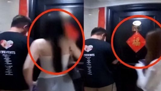 女子带娃去度假丈夫3小时带两名女子回家被对门邻居门铃拍下